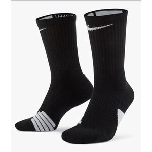 Nike Black Elite Basketball Crew Socks Cushioned Size M Mens 6-8 SX7622 013 NEW